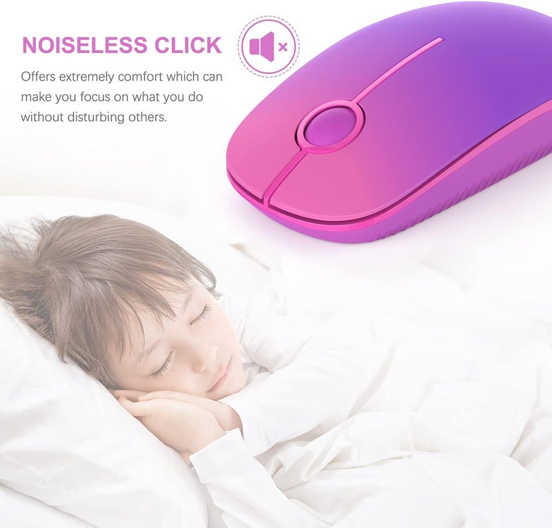 Unipows Wireless Mouse - 2.4G Slim Portable Computer Mouse with Nano Receiver, Less Noise Mobile Optical Mice for Notebook, PC, Laptop, Computer, Mac (Gradient Purple) - Image 3